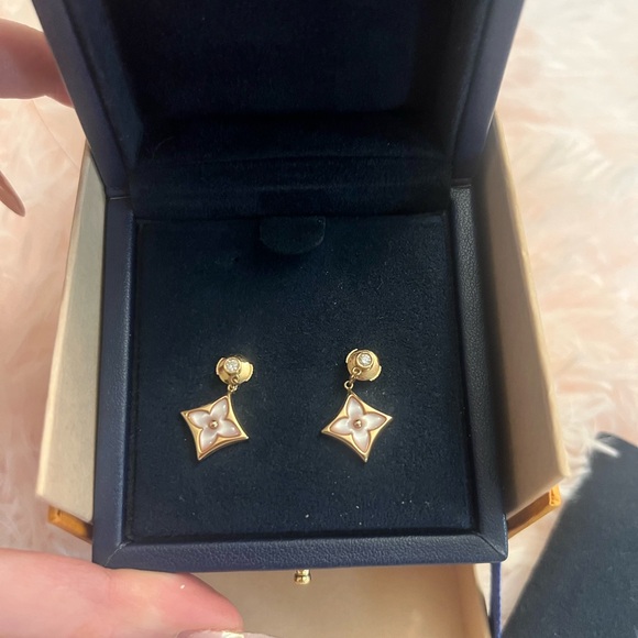 Louis Vuitton mother of pearl Gold and Pink Star Earrings - Picture 1 of 2